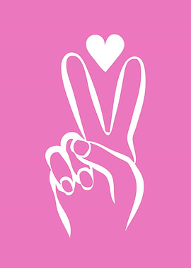 Peace Sign with Heart on Pink