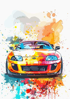 Toyota Supra Watercolor Art