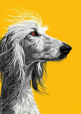 Elegant Afghan Hound Portrait on Yellow