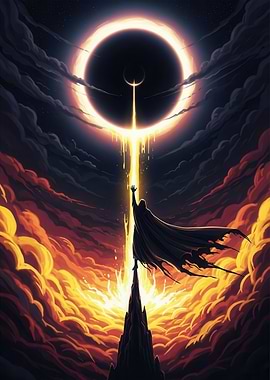 Dark Figure Reaching for Eclipse