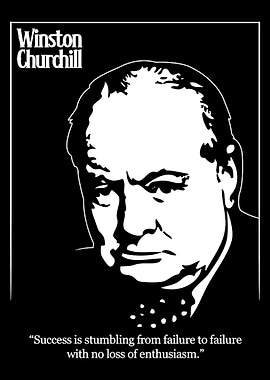 Winston Churchill Portrait with Quote
