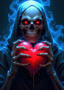 Grim Reaper Holding Bleeding Heart