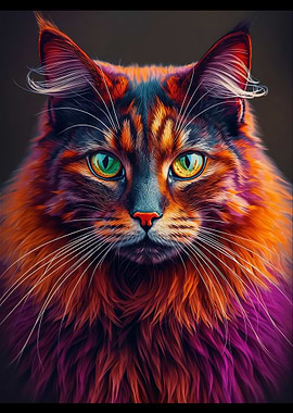 Colorful Cat Portrait