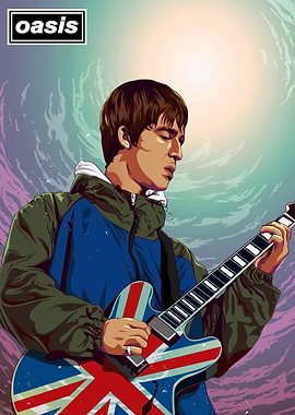 Oasis Noel Gallagher Union Jack Guitar