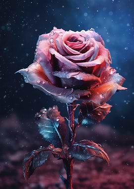 Dew-Kissed Rose in Moody Lighting