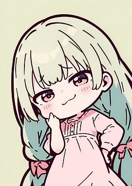 Cute Anime Girl with Green Hair