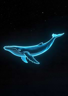 Glowing Whale in Starry Sky