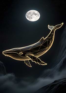Geometric Whale Under the Moonlight