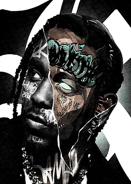 Pusha T Portrait with Graffiti