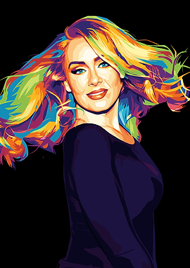 Adele colorful portrait on black background