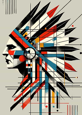 Abstract Native American Headdress Portrait