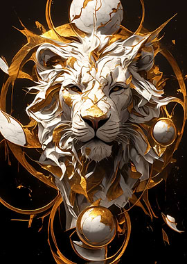 Lion Marble and Gold Abstract