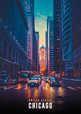 Chicago Cityscape at Dusk