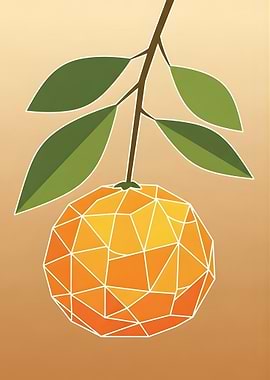 Geometric Orange with Leaves