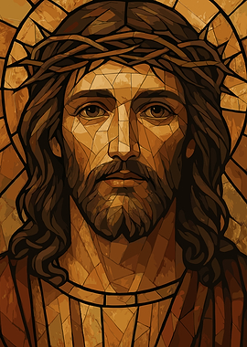 Jesus Christ Portrait Stained Glass Style