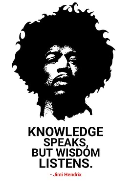 Jimi Hendrix Quote Black and White