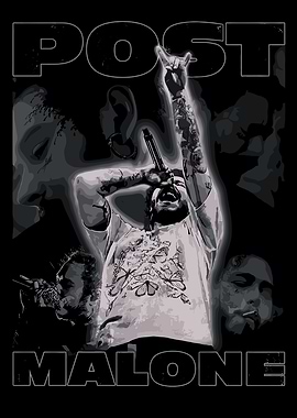 Post Malone Black and White Portrait