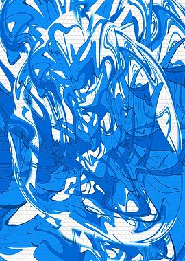 Blue Abstract Swirls on White Background