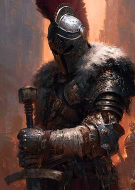 Medieval Knight with Sword and Helmet