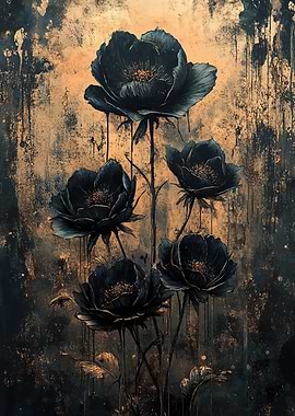 Dark Floral Arrangement on Textured Background