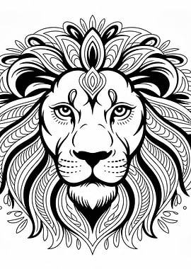 Lion Mandala Coloring Page
