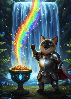 Cat Knight Rainbow and Gold