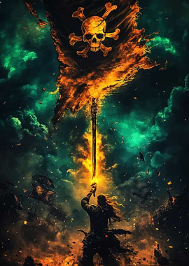 Pirate Sword Skull Flag