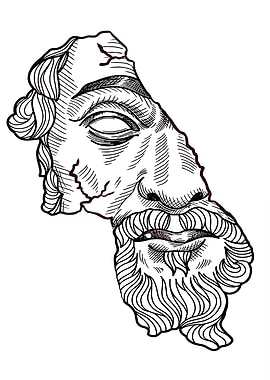 Ancient Statue Head Illustration