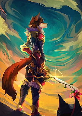 Wolf Warrior with Sword and Flower