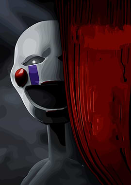 Puppet Mask and Red Curtain