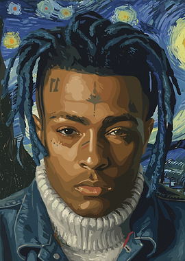 XXXTentacion Starry Night Style Portrait