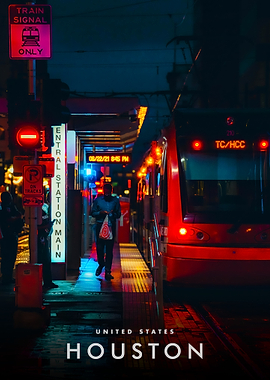 Houston Train Station at Night
