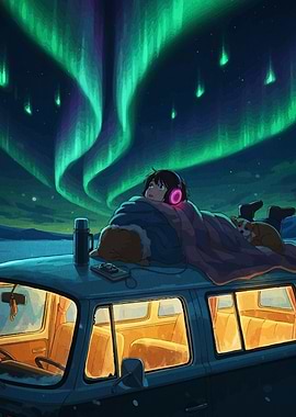 Aurora Borealis Car Top View