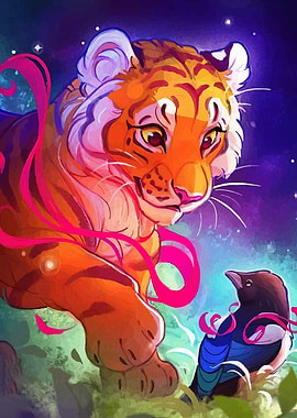 Tiger and Bird Fantasy Art