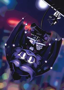 Cartoon Robot Character in Cityscape