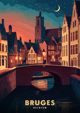 Bruges, Belgium at Night