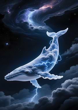 Celestial Whale with Lightning