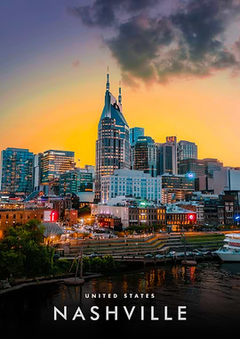 Nashville Skyline at Sunset