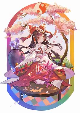 Anime Girl with Cherry Blossoms