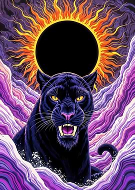 Black Panther with Solar Eclipse Art