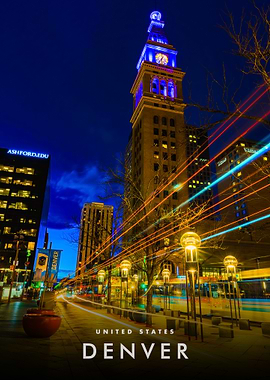 Denver Colorado Night Cityscape