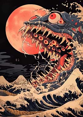 Monster Wave Ukiyo-e Style