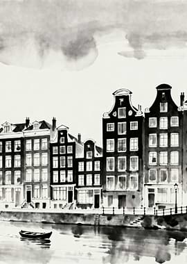 Amsterdam Canal Watercolor Painting