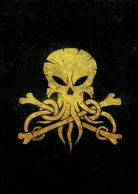 Skull Octopus Crossbones Emblem