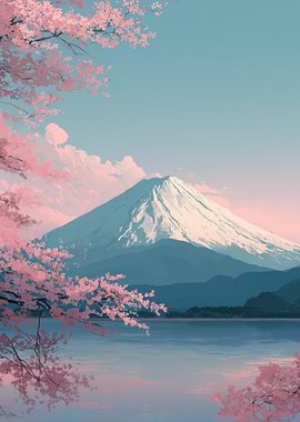 Mount Fuji with Cherry Blossoms