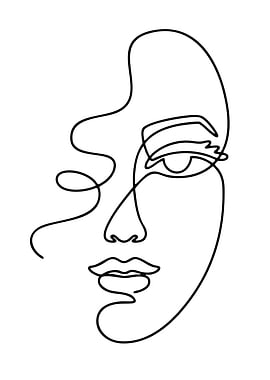 Abstract Face Line Art