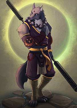 Wolf Monk with Staff