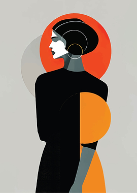 Abstract Woman Portrait with Geometric Shapes