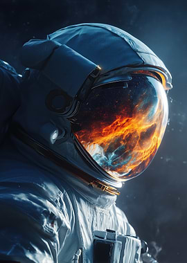Astronaut with Nebula Reflection