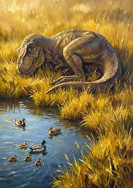 T-Rex and Ducks by the Pond